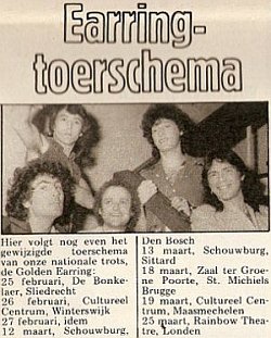 Hitkrant magazine February 25, 1977 article Earring Toerschema